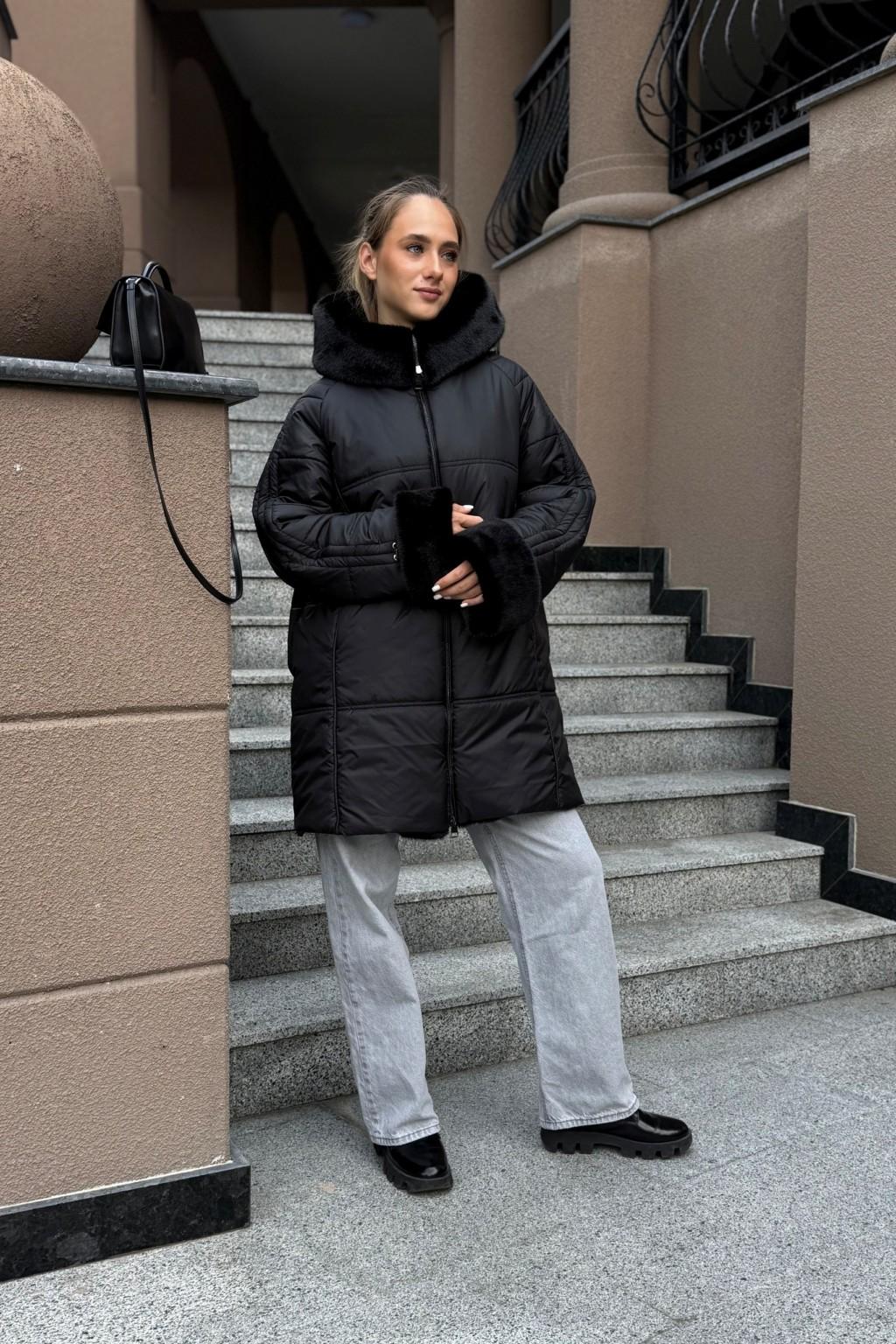 Зимняя куртка Mila Nova ПВ-383 черный+черный — изображение 4