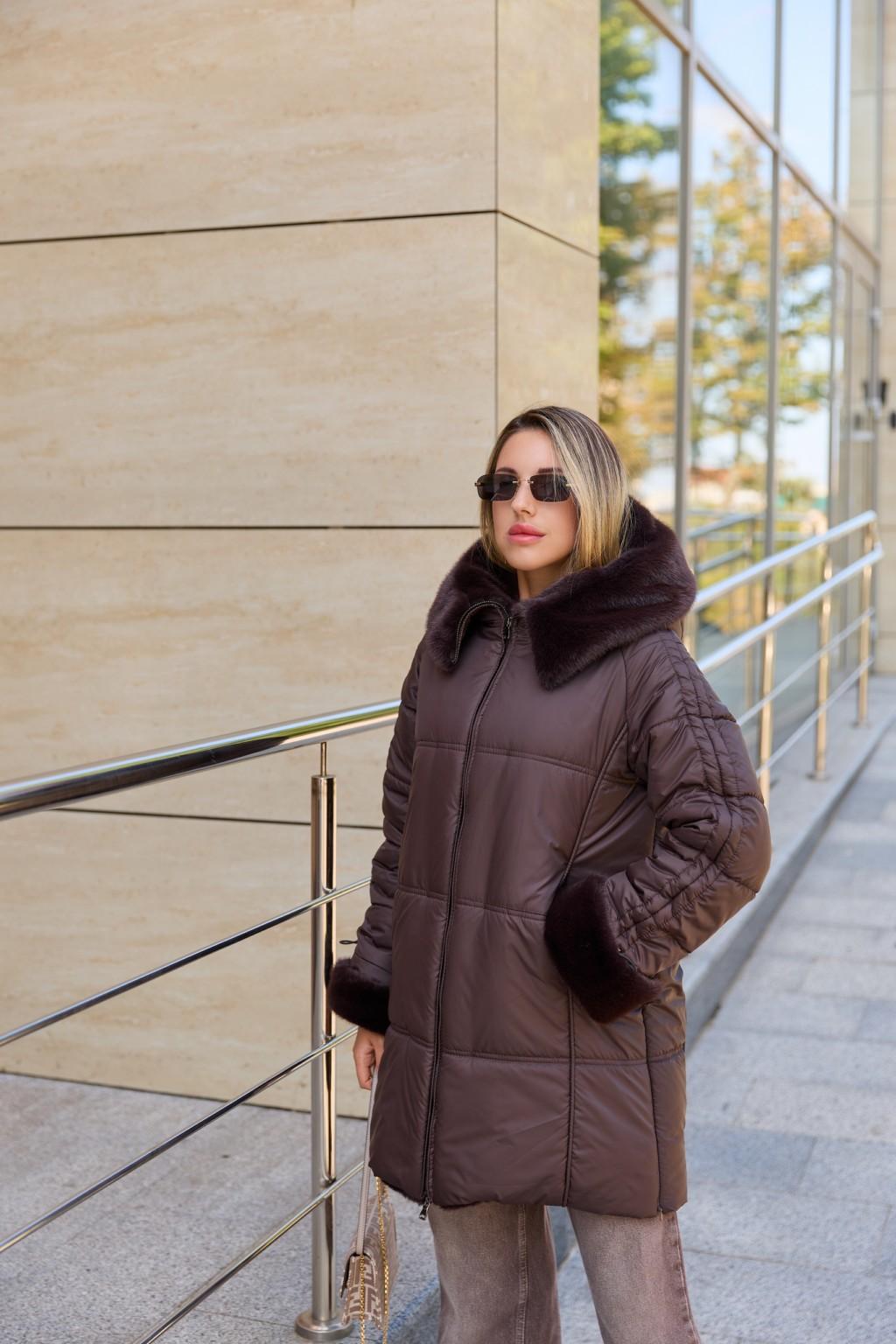 PV-383chokolate-1 Зимняя куртка Mila Nova ПВ-383 шоколадный — изображение 1