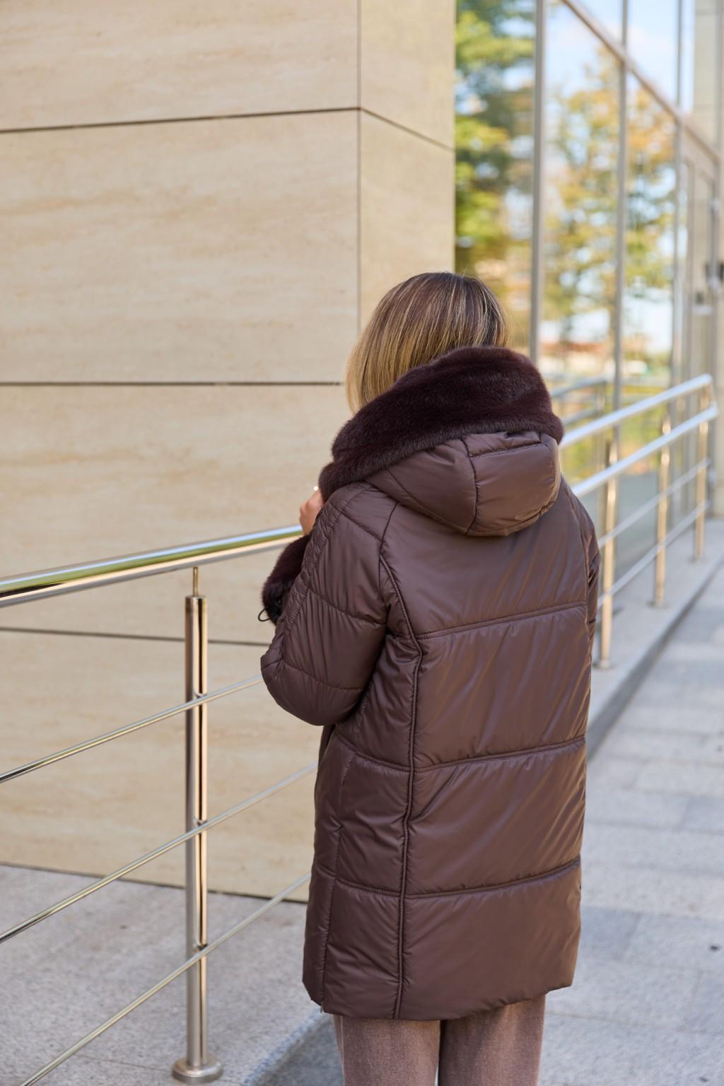 Зимняя куртка Mila Nova ПВ-383 шоколадный — изображение 3
