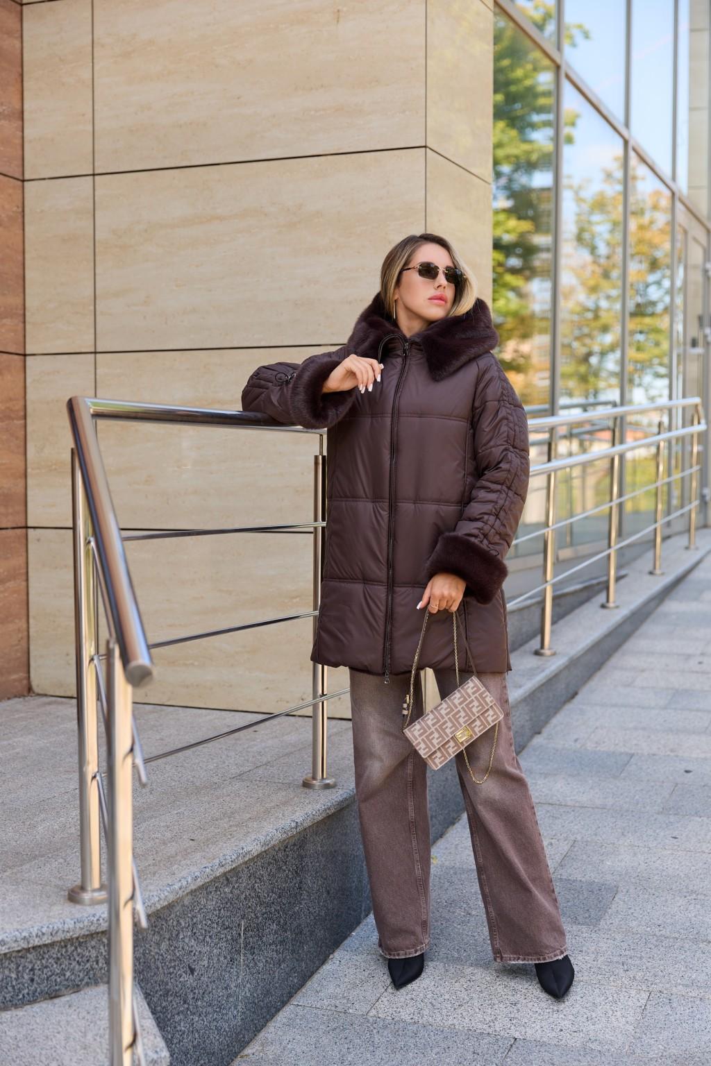 Зимняя куртка Mila Nova ПВ-383 шоколадный — изображение 5