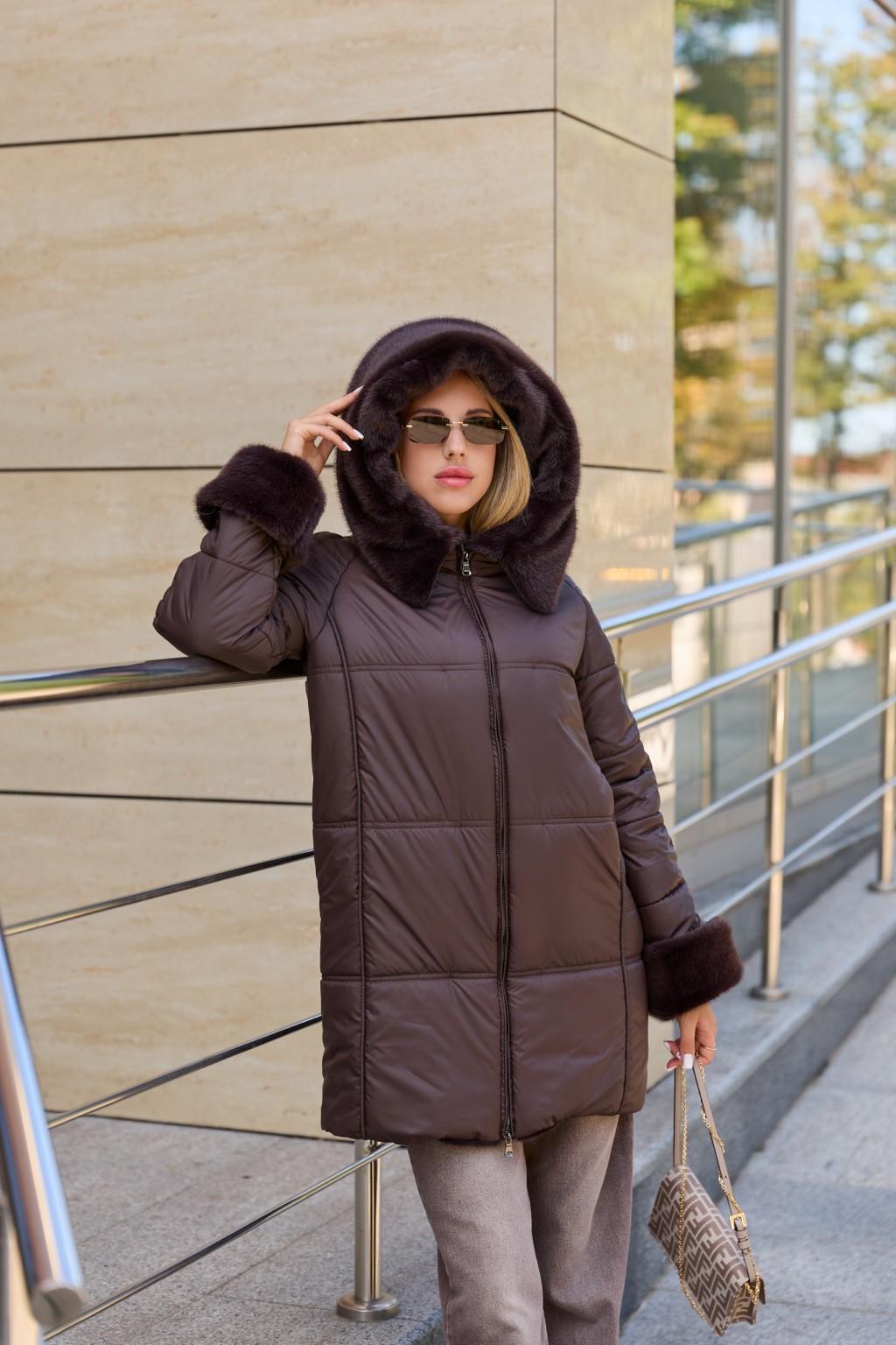 Зимняя куртка Mila Nova ПВ-383 шоколадный — изображение 2