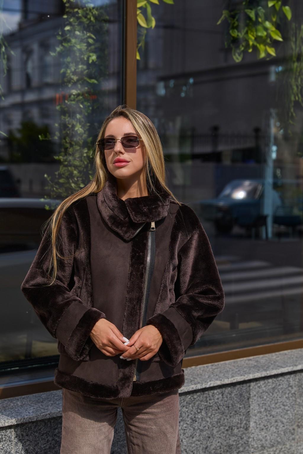 Зимняя дубленка Mila Nova Д-242  шоколад — изображение 1