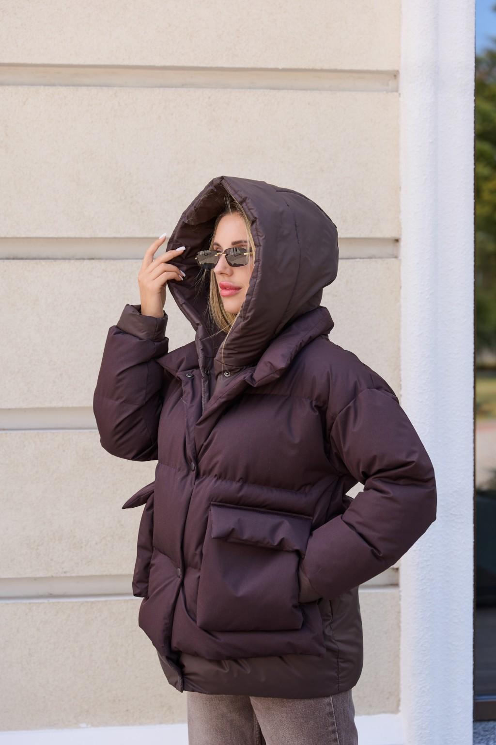 Зимняя куртка Mila Nova К-373 шоколадный — изображение 2