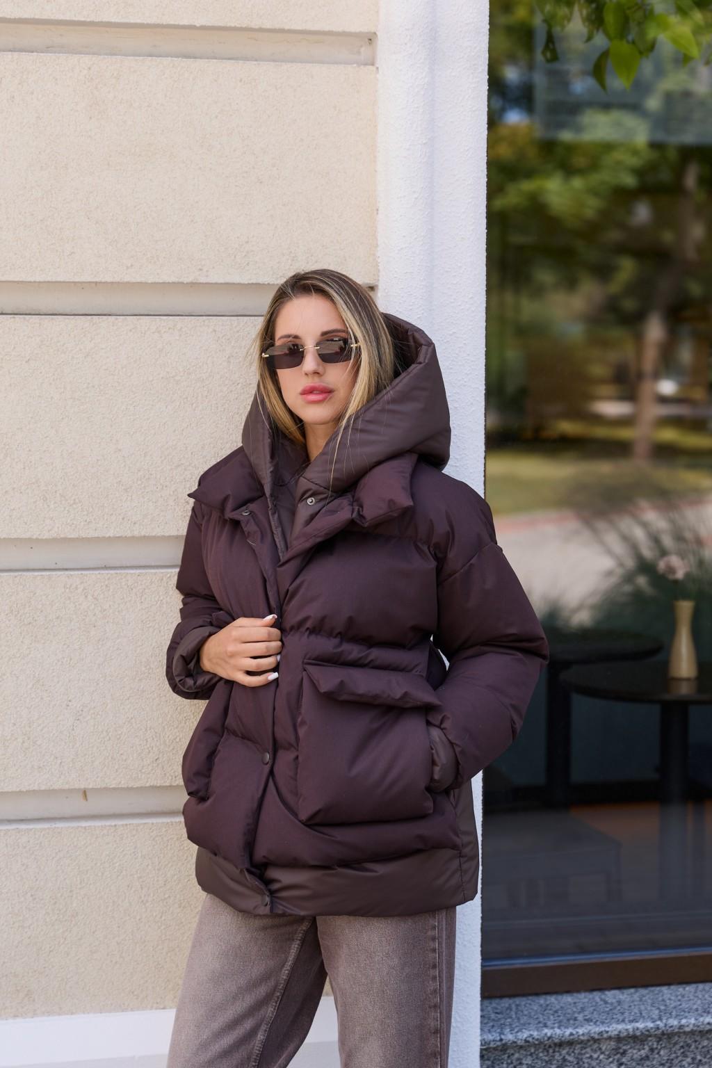 Зимняя куртка Mila Nova К-373 шоколадный — изображение 3