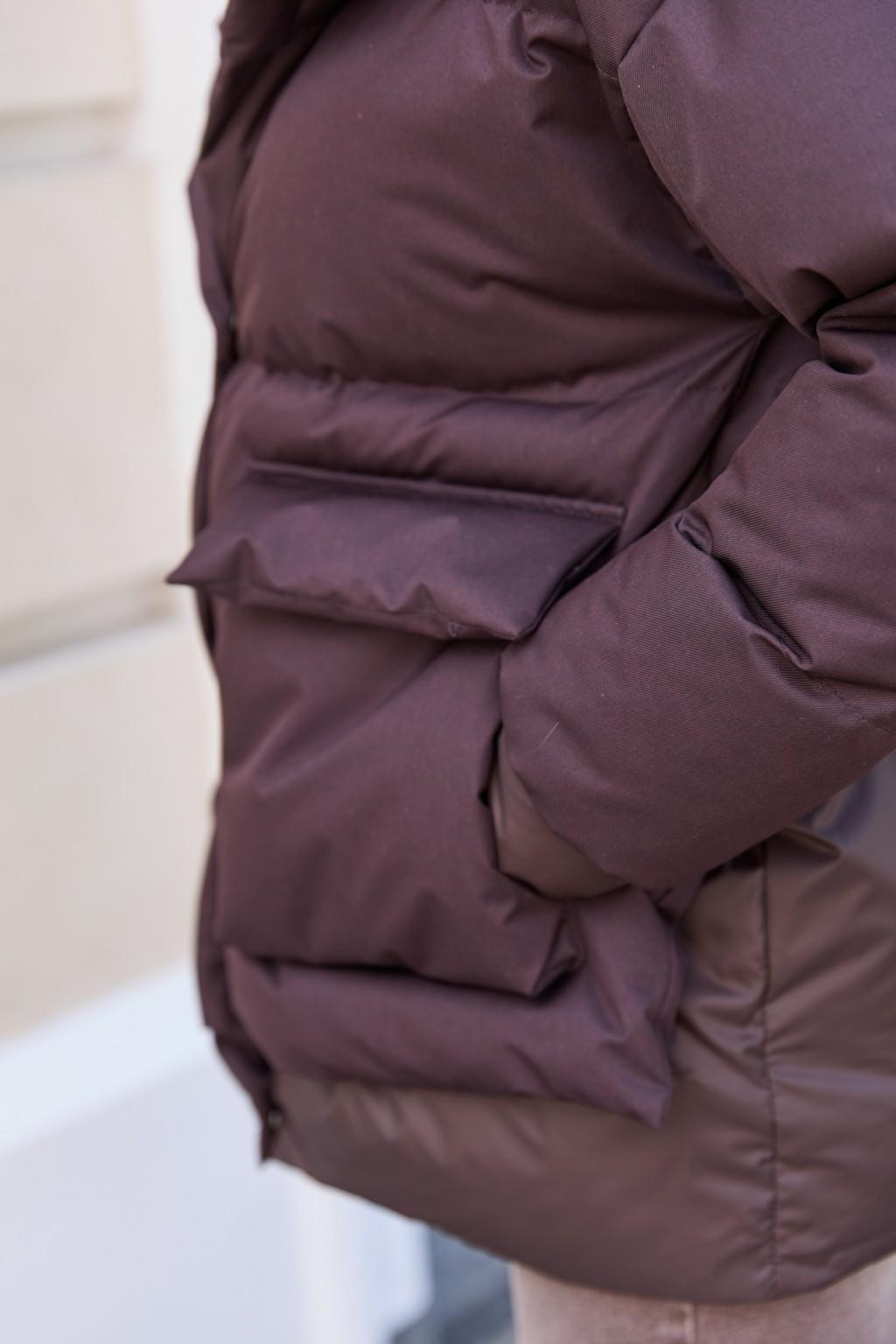 Зимняя куртка Mila Nova К-373 шоколадный — изображение 4