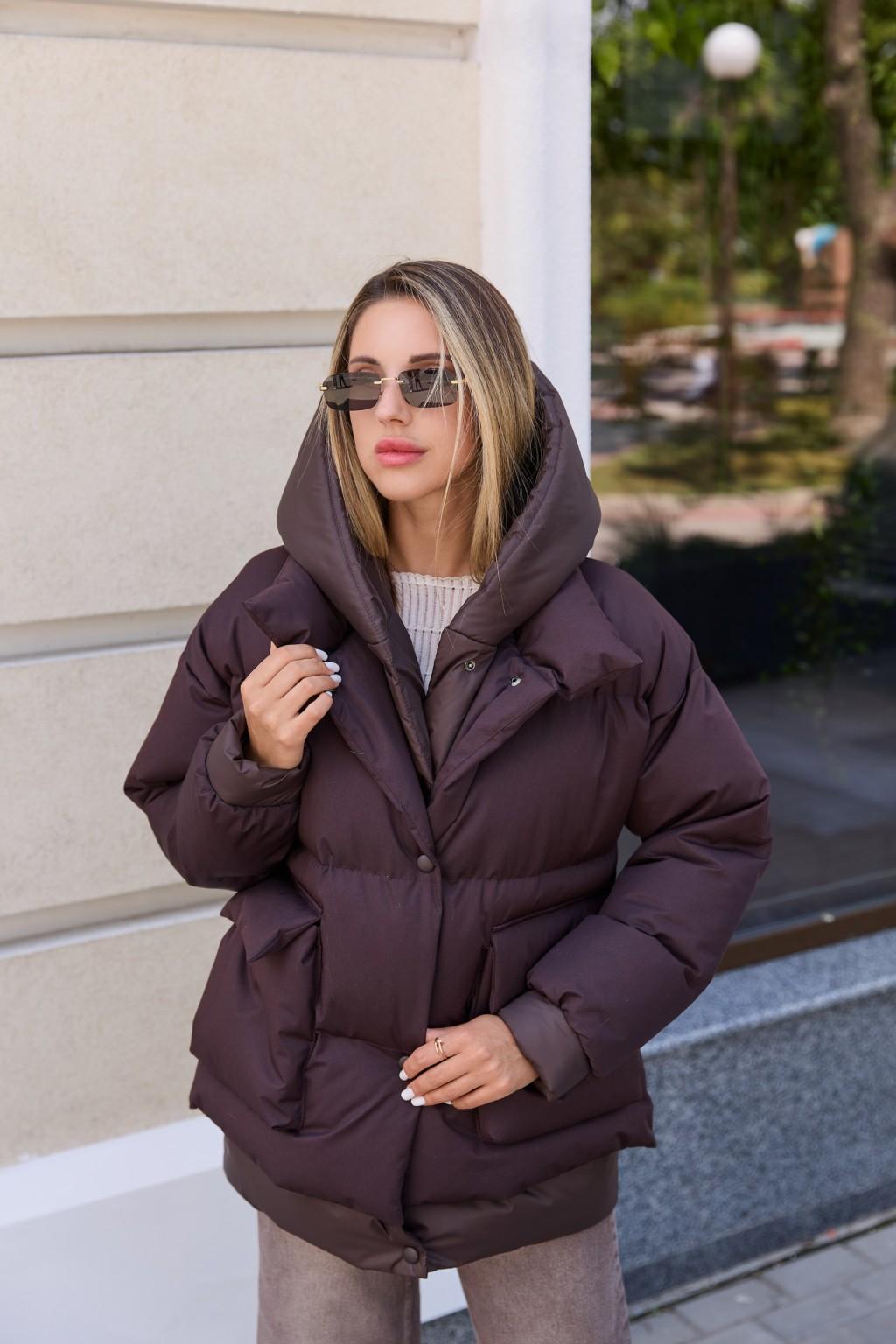 Зимняя куртка Mila Nova К-373 шоколадный — изображение 6