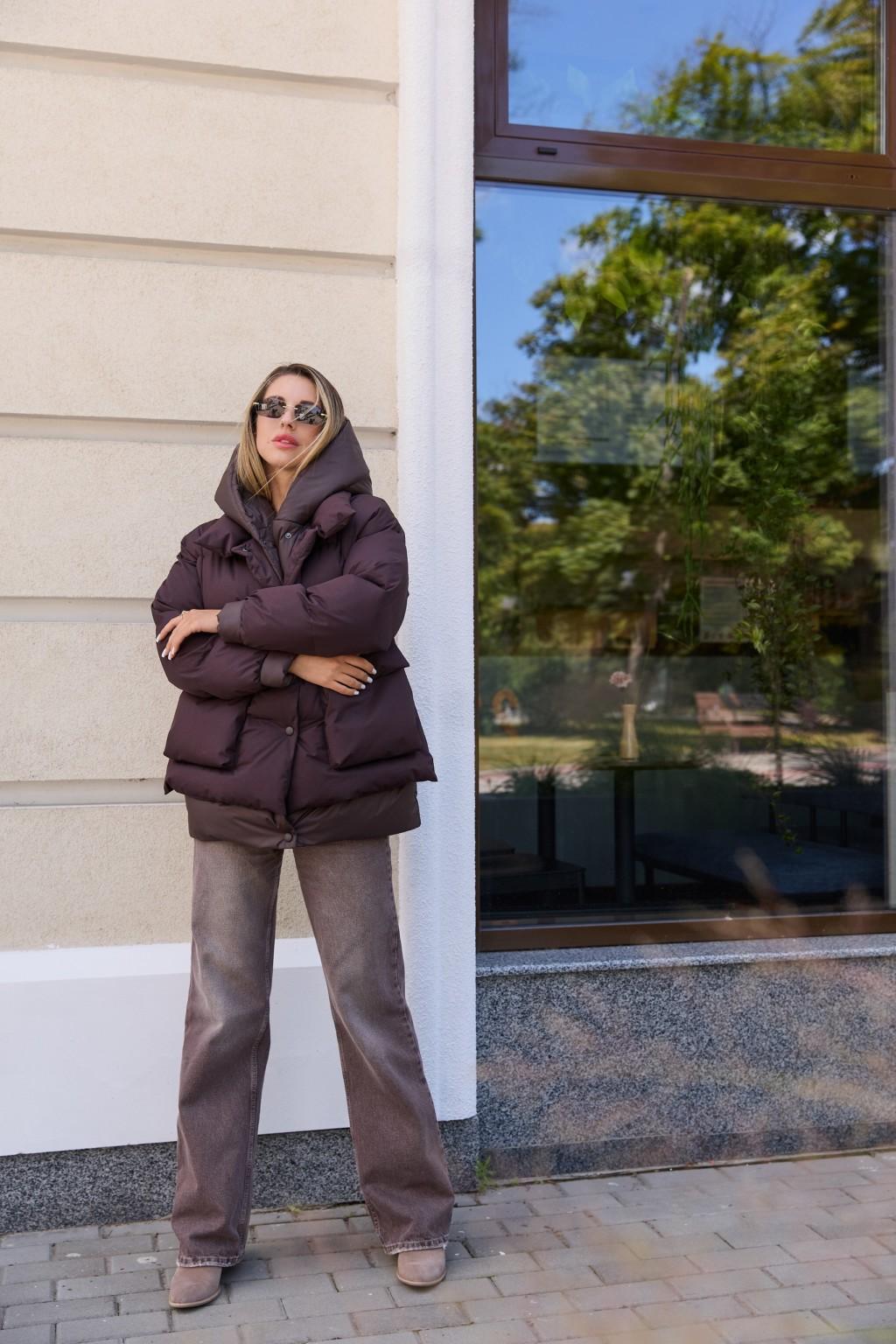 Зимняя куртка Mila Nova К-373 шоколадный — изображение 8