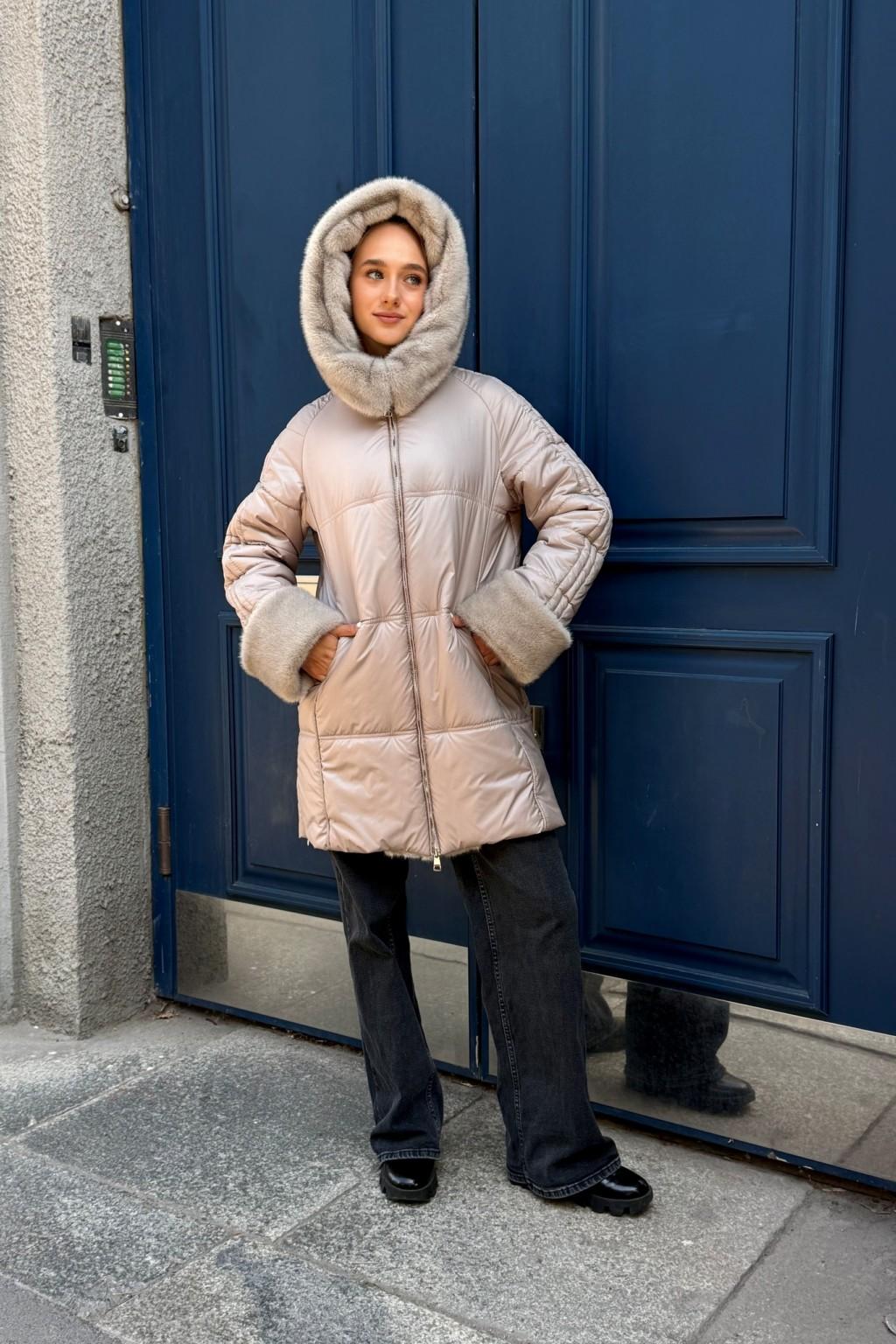 Зимняя куртка Mila Nova ПВ-383 серо-бежевый — изображение 3