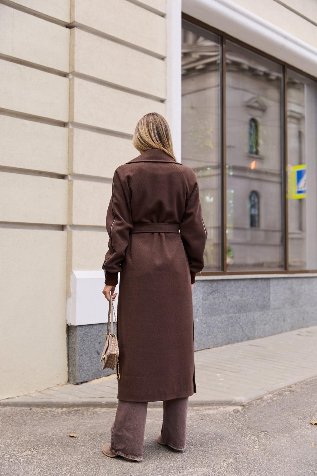 Демисезонное пальто Mila Nova ПВ-384 шоколад — изображение 6