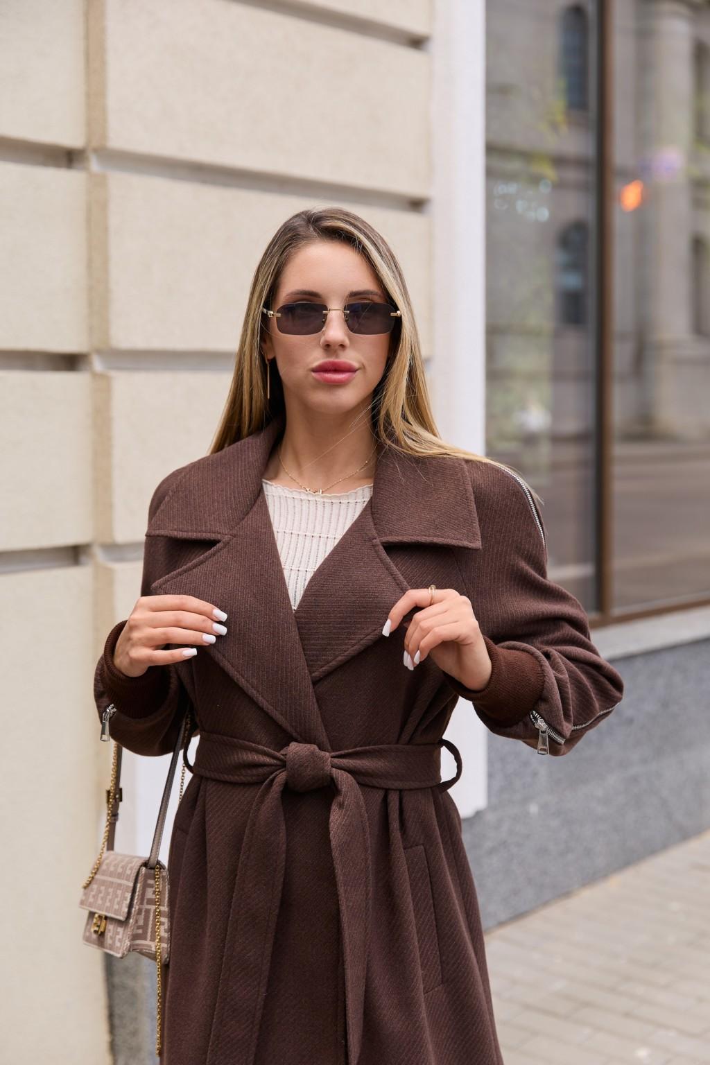 Демисезонное пальто Mila Nova ПВ-384 шоколад — изображение 5