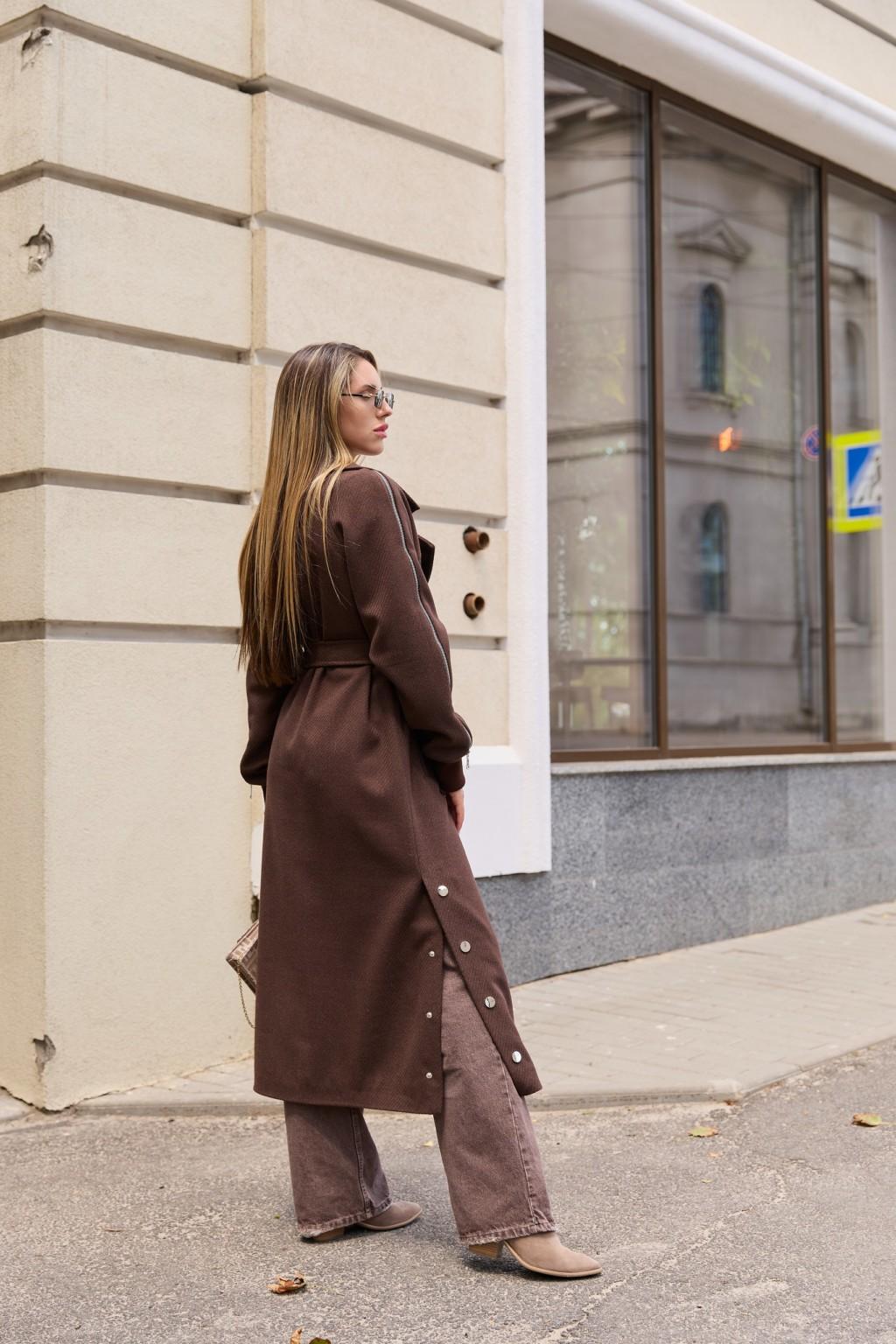 Демисезонное пальто Mila Nova ПВ-384 шоколад — изображение 3