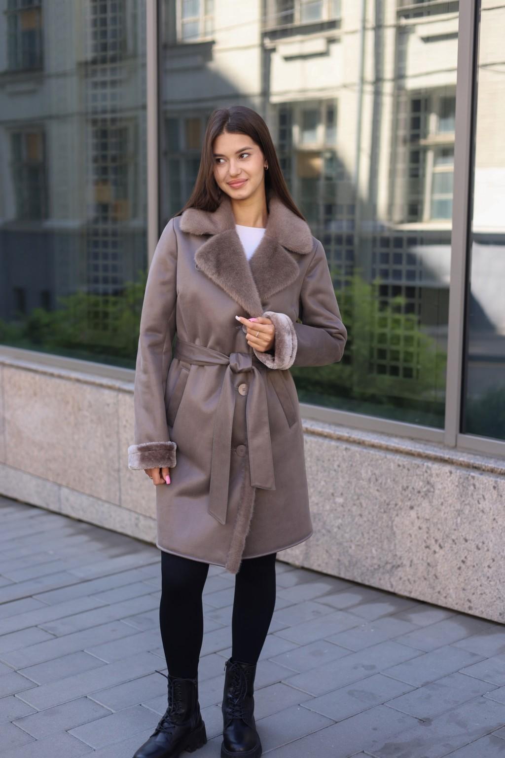 Зимняя дубленка Mila Nova Д-247 капучино — изображение 4