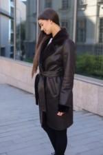 Зимняя дубленка Mila Nova Д-247 шоколад — изображение 3