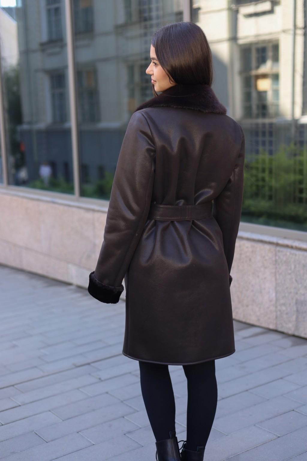 Зимняя дубленка Mila Nova Д-247 шоколад — изображение 4