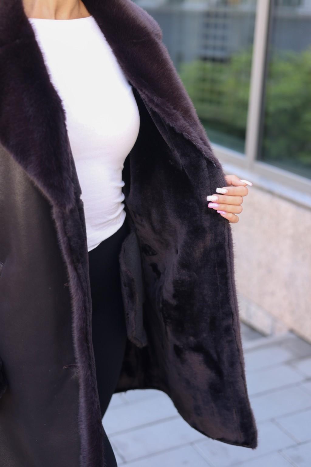 Зимняя дубленка Mila Nova Д-247 шоколад — изображение 5