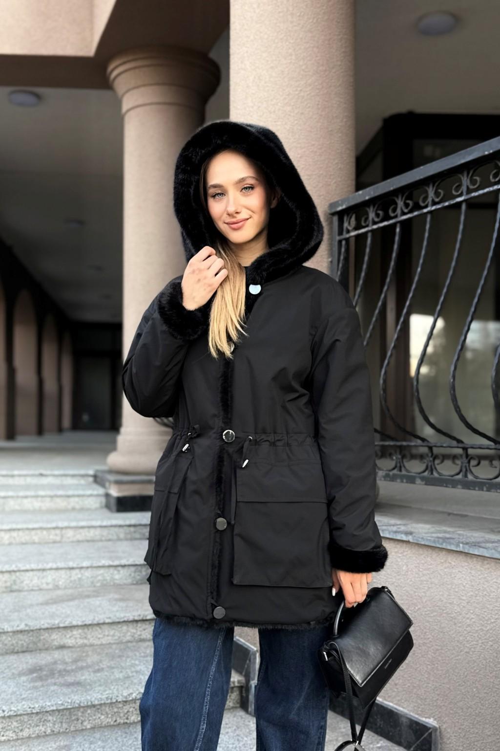 Зимняя Куртка Mila Nova К-208 ех черный — изображение 2