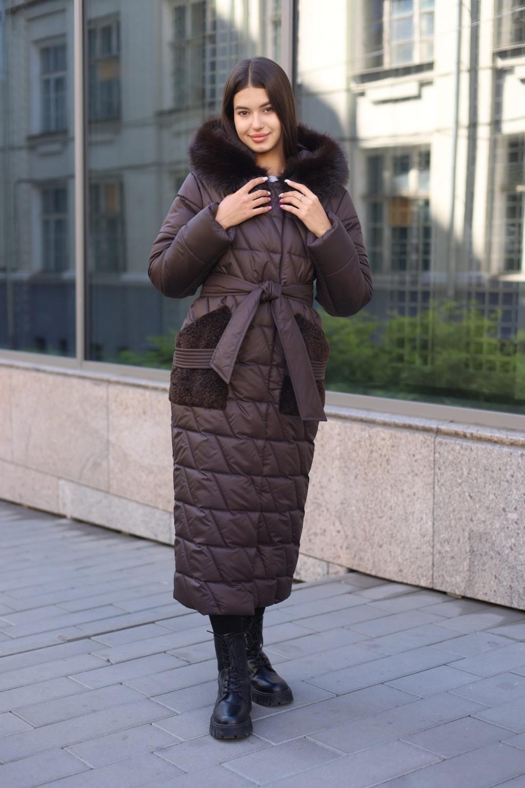 Зимнее пальто ПВ-365 шоколад — изображение 1