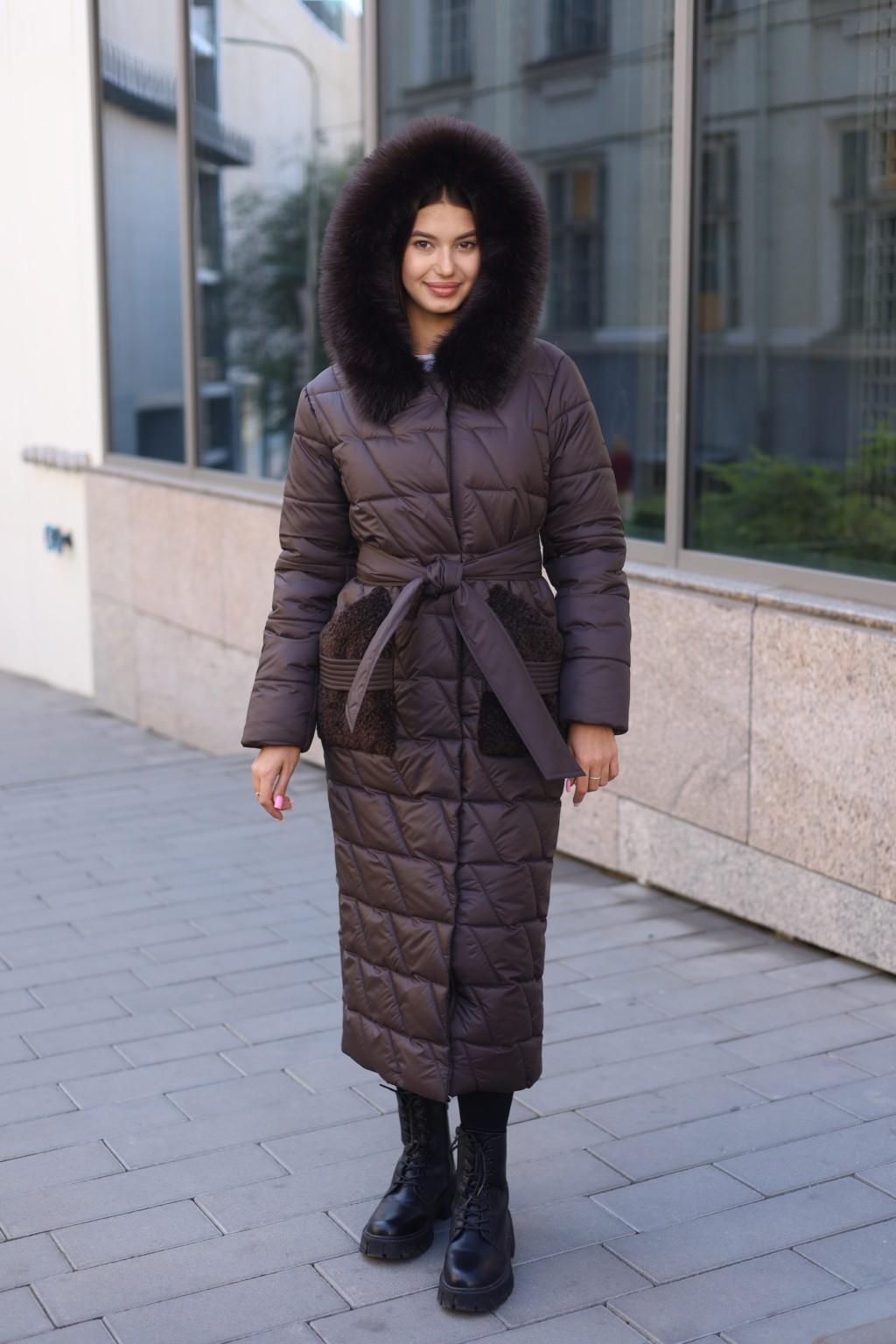 Зимнее пальто ПВ-365 шоколад — изображение 3