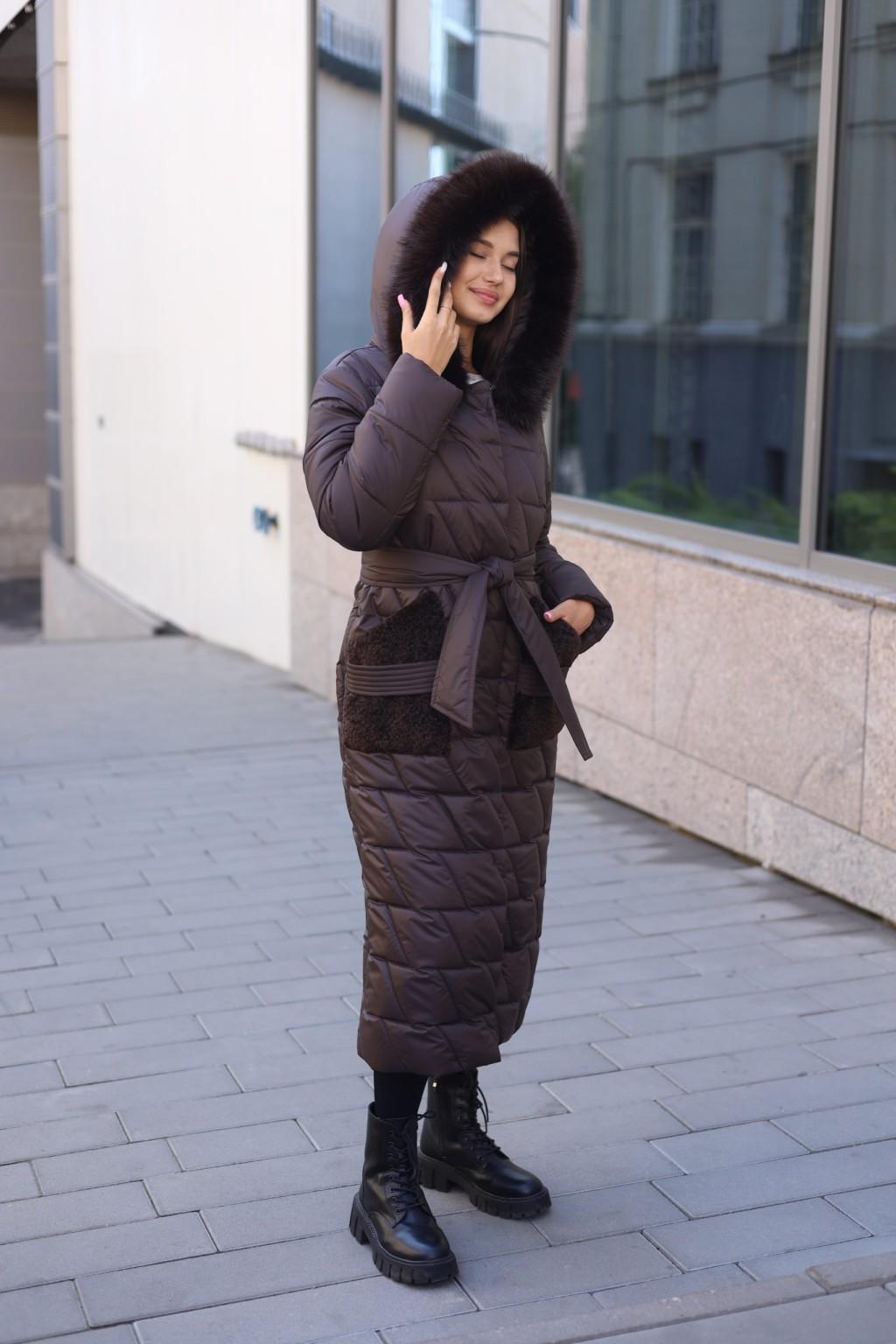 Зимнее пальто ПВ-365 шоколад — изображение 4