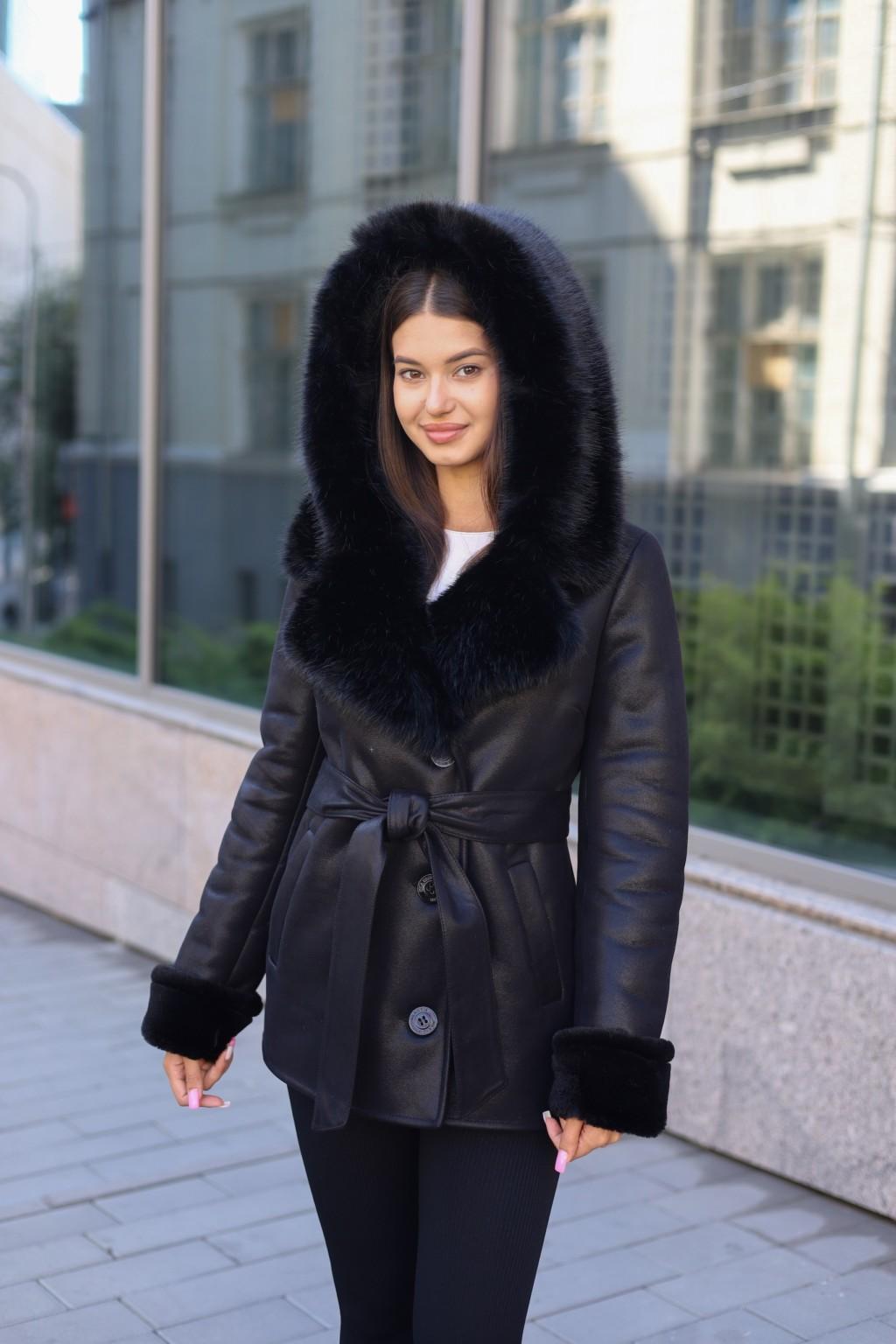 Зимняя дубленка Mila Nova Д-244 кор,черный — изображение 1