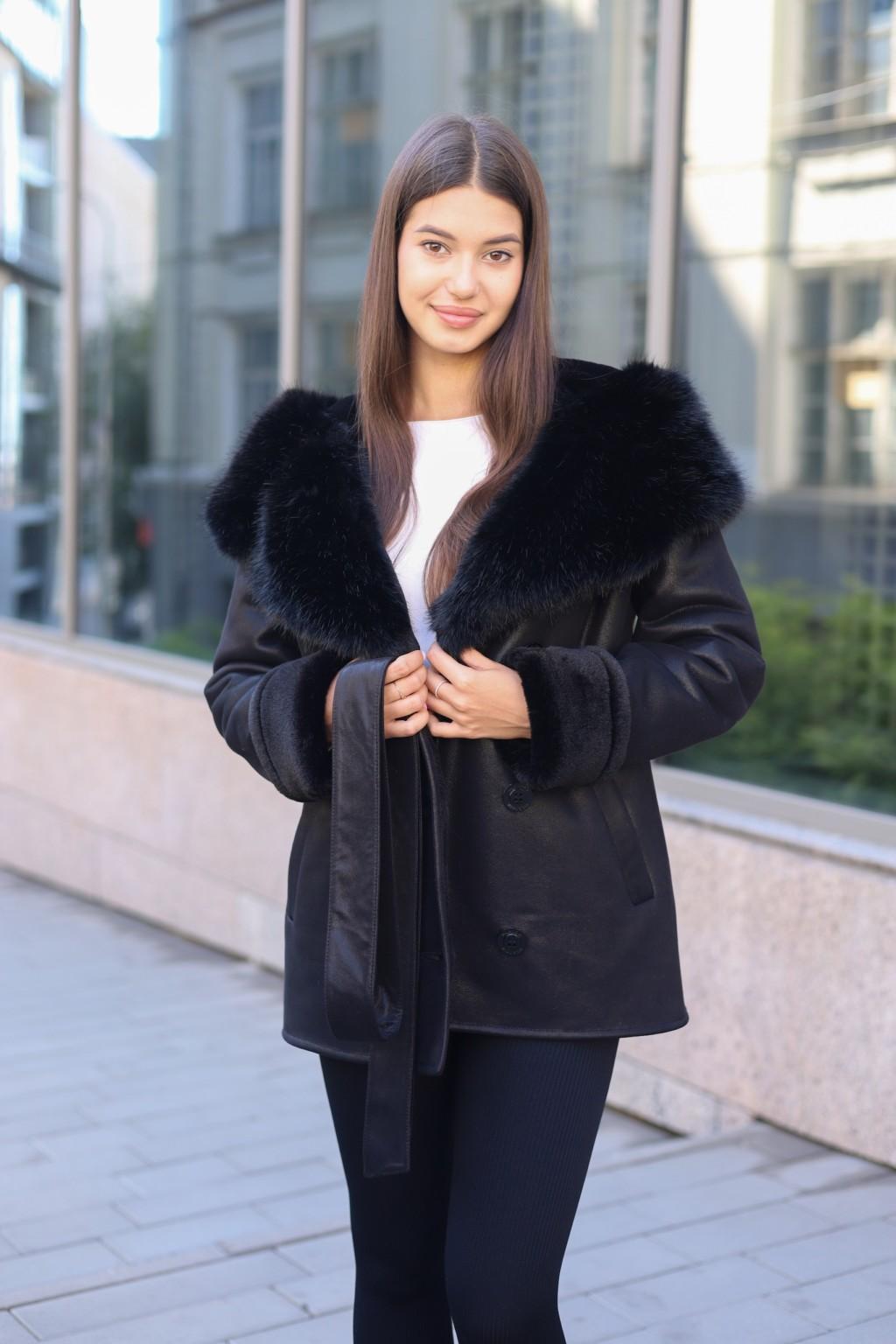 Зимняя дубленка Mila Nova Д-244 кор,черный — изображение 5