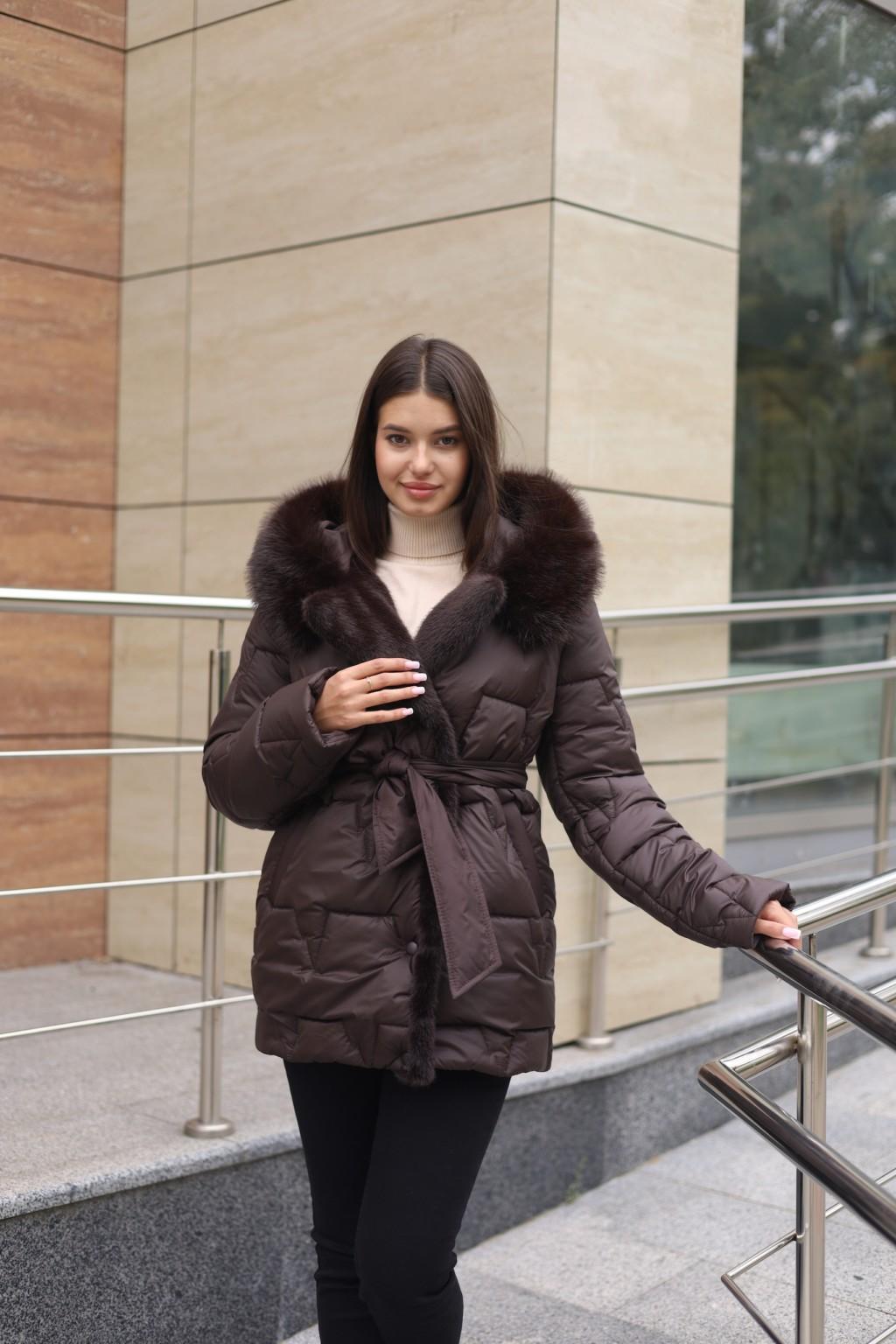 Зимняя куртка Mila Nova К-374 шоколадный — изображение 1