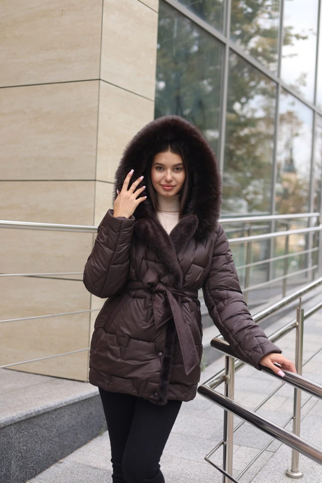 Зимняя куртка Mila Nova К-374 шоколадный — изображение 2