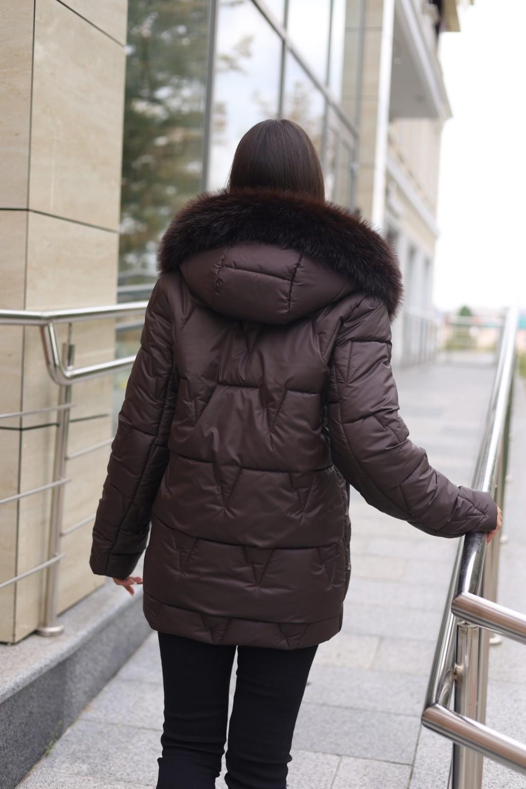 Зимняя куртка Mila Nova К-374 шоколадный — изображение 6