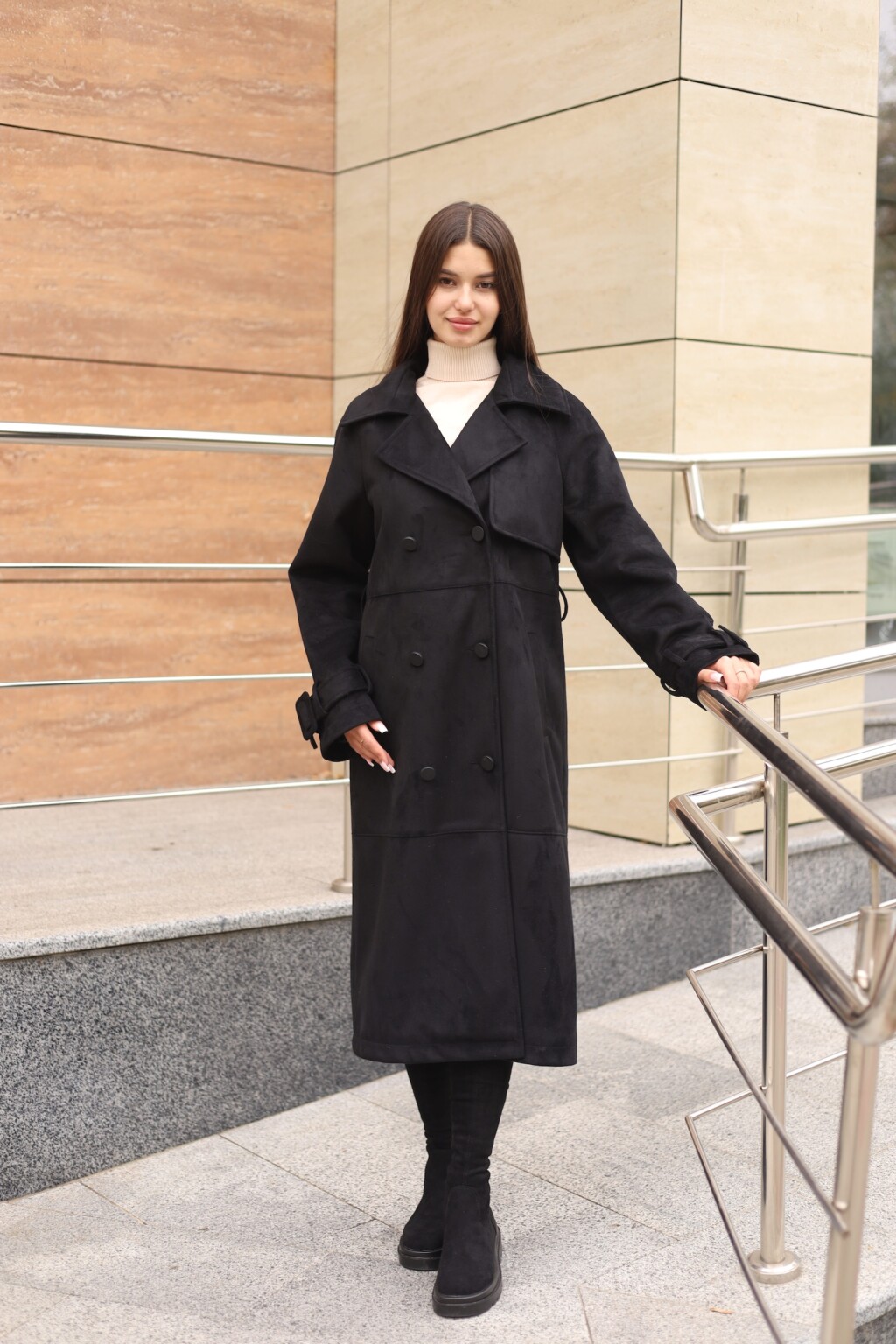 Q-108black-1 Демисезонный тренч Mila Nova Q-108 черный — изображение 1