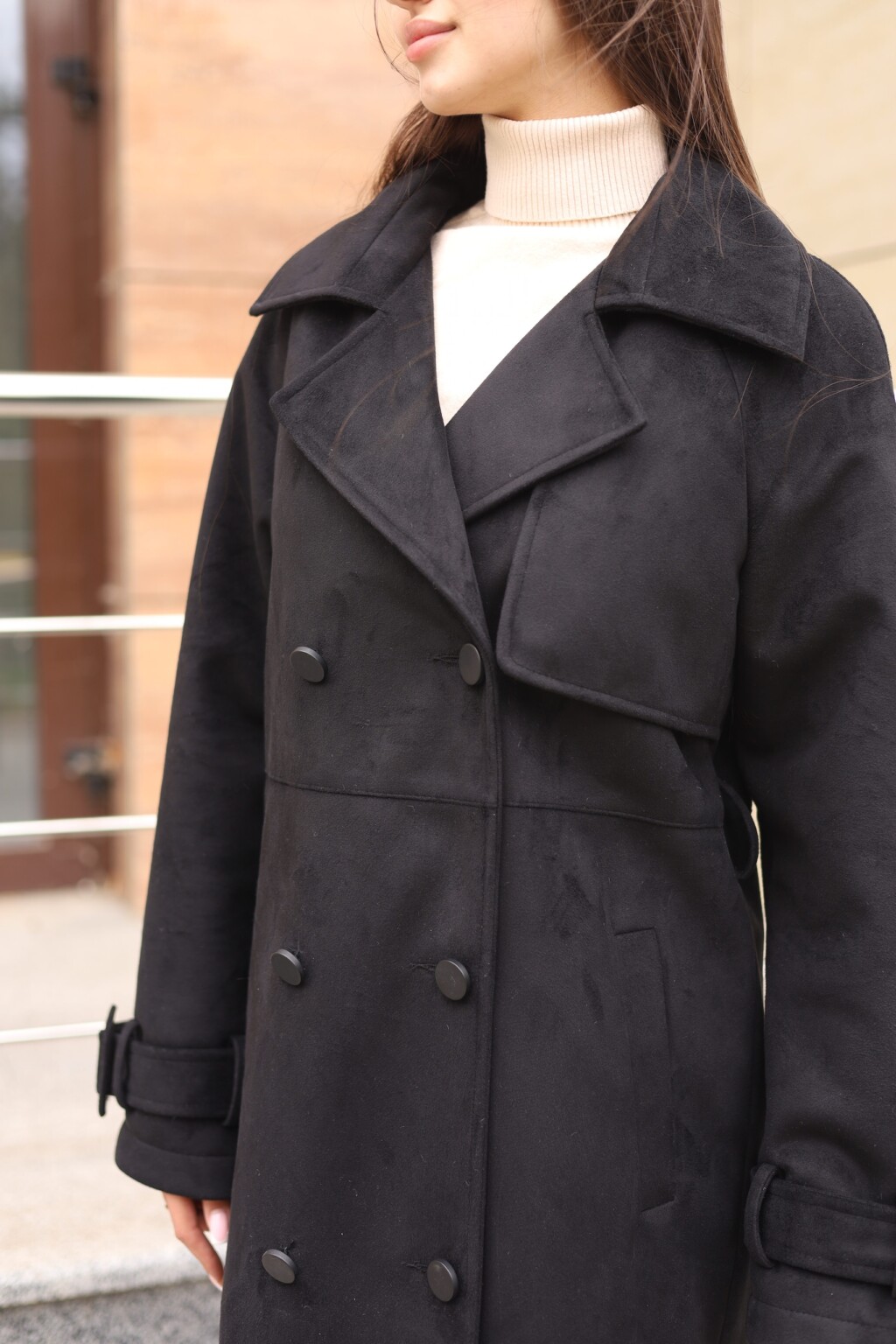 Демисезонный тренч Mila Nova Q-108 черный — изображение 5