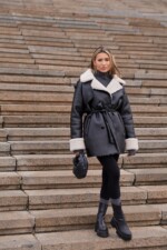 Зимняя дубленка Mila Nova Д-238 черный+бежевый — изображение 7