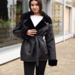 Зимняя дубленка Mila Nova Д-238кор черный+черный