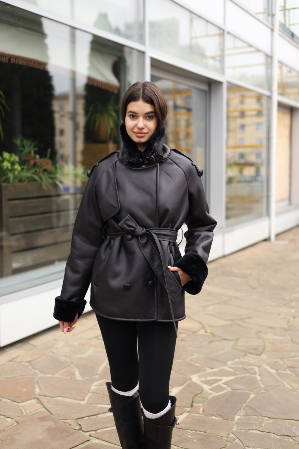 Зимняя дубленка Mila Nova Д-238кор черный+черный — изображение 2