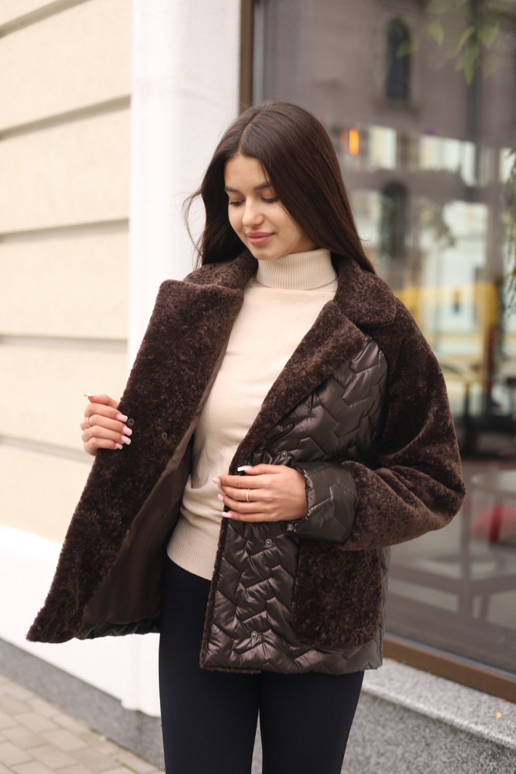 Демисезонная куртка Mila Nova К-308 темно- шоколадный — изображение 5