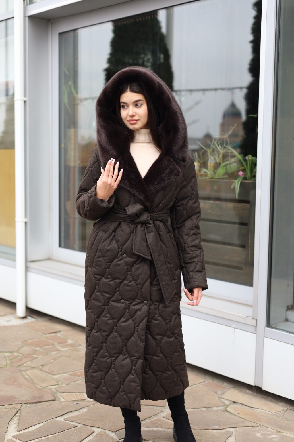 Зимнее пальто Mila Nova ПВ-358 шоколадный — изображение 3