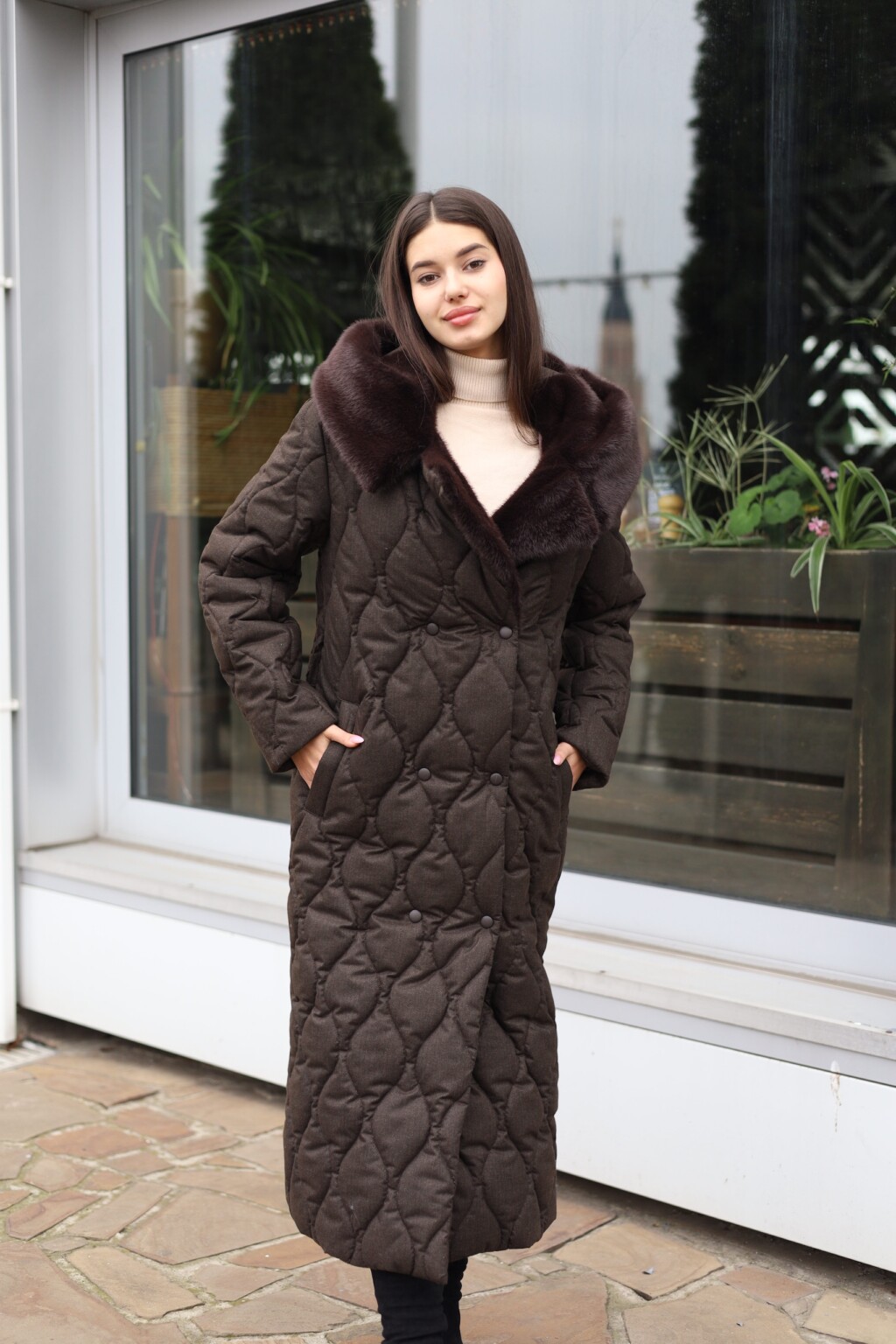 Зимнее пальто Mila Nova ПВ-358 шоколадный — изображение 5