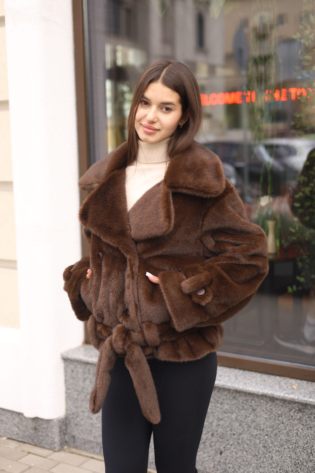 PV-381chocolate-1 Зимняя шуба Mila Nova ПВ-381шоколад — изображение 1