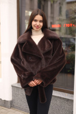 Зимняя шуба Mila Nova ПВ-381темно- шоколадный