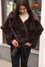 Зимняя шуба Mila Nova ПВ-381темно- шоколадный — изображение 3