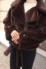 Зимняя шуба Mila Nova ПВ-381темно- шоколадный — изображение 4