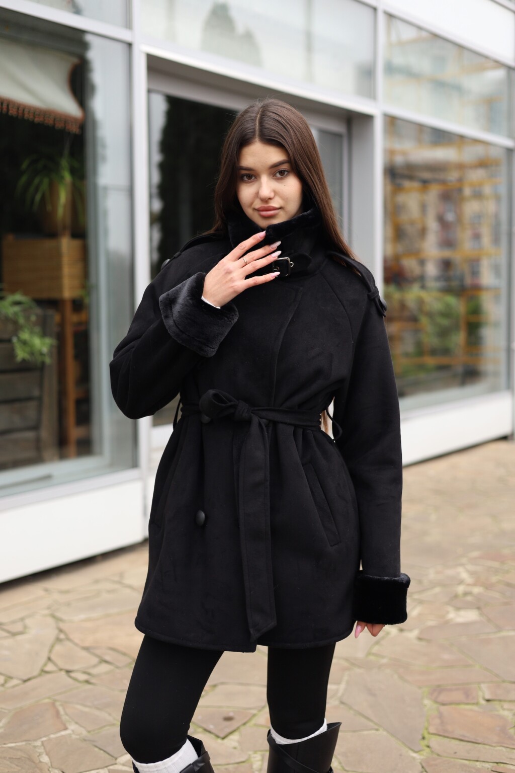 Зимняя дубленка Mila Nova Д-238ех черный — изображение 2