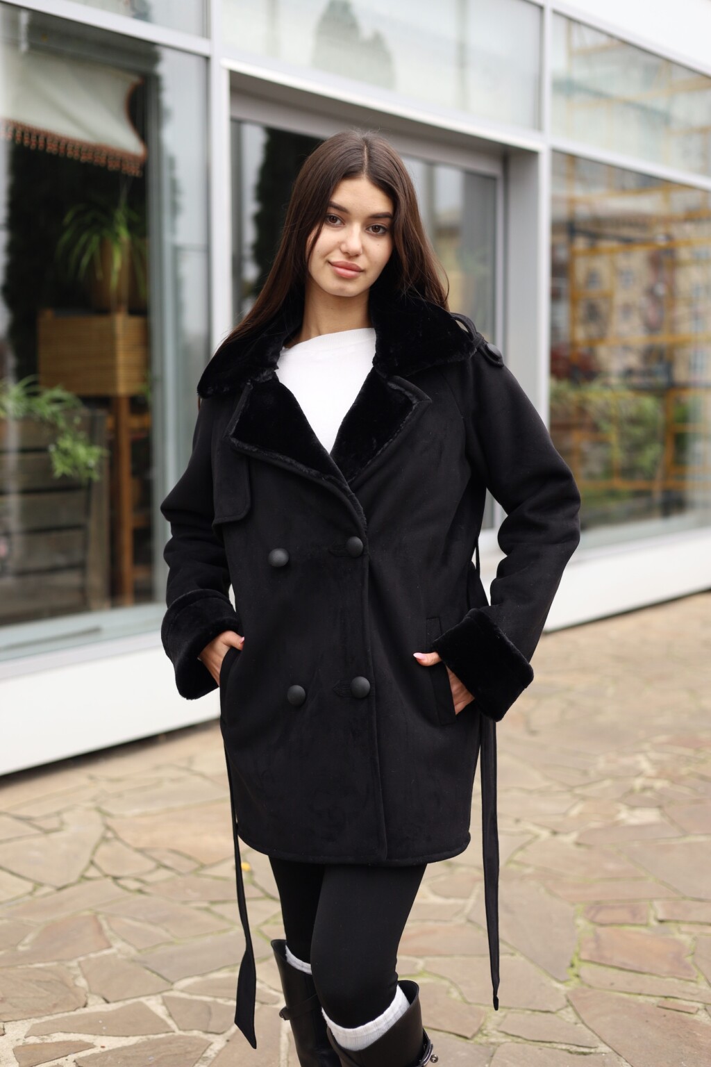 Зимняя дубленка Mila Nova Д-238ех черный — изображение 5