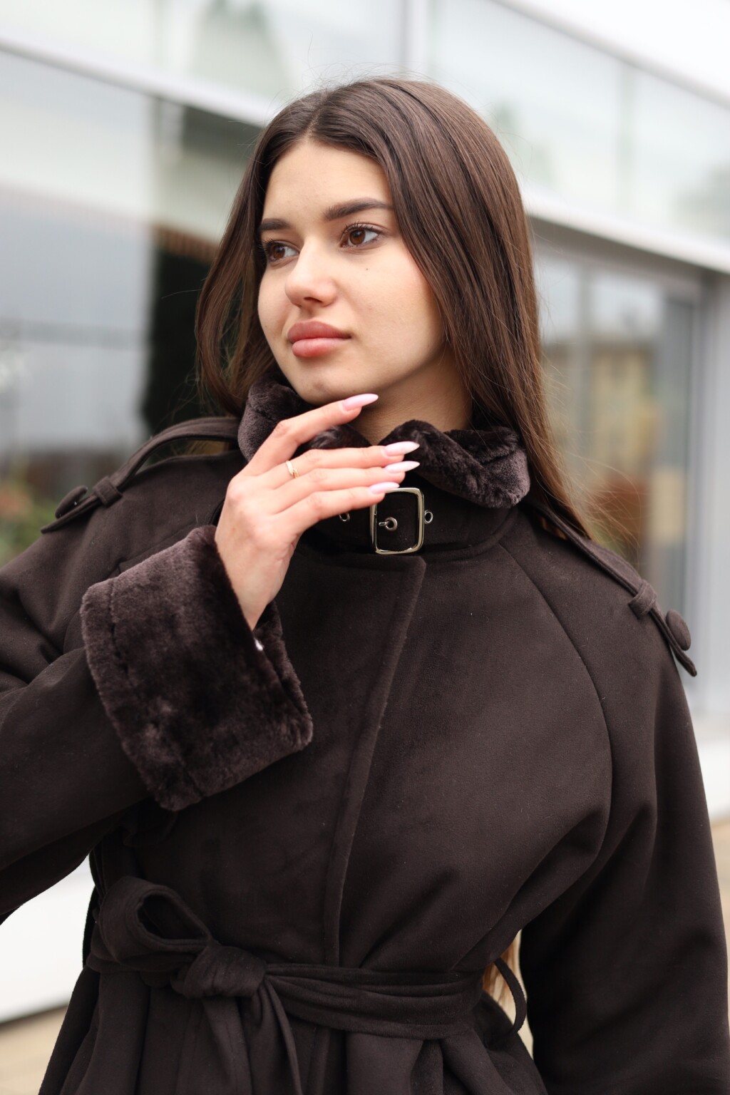 Зимняя дубленка Mila Nova Д-238ex шоколад — изображение 6