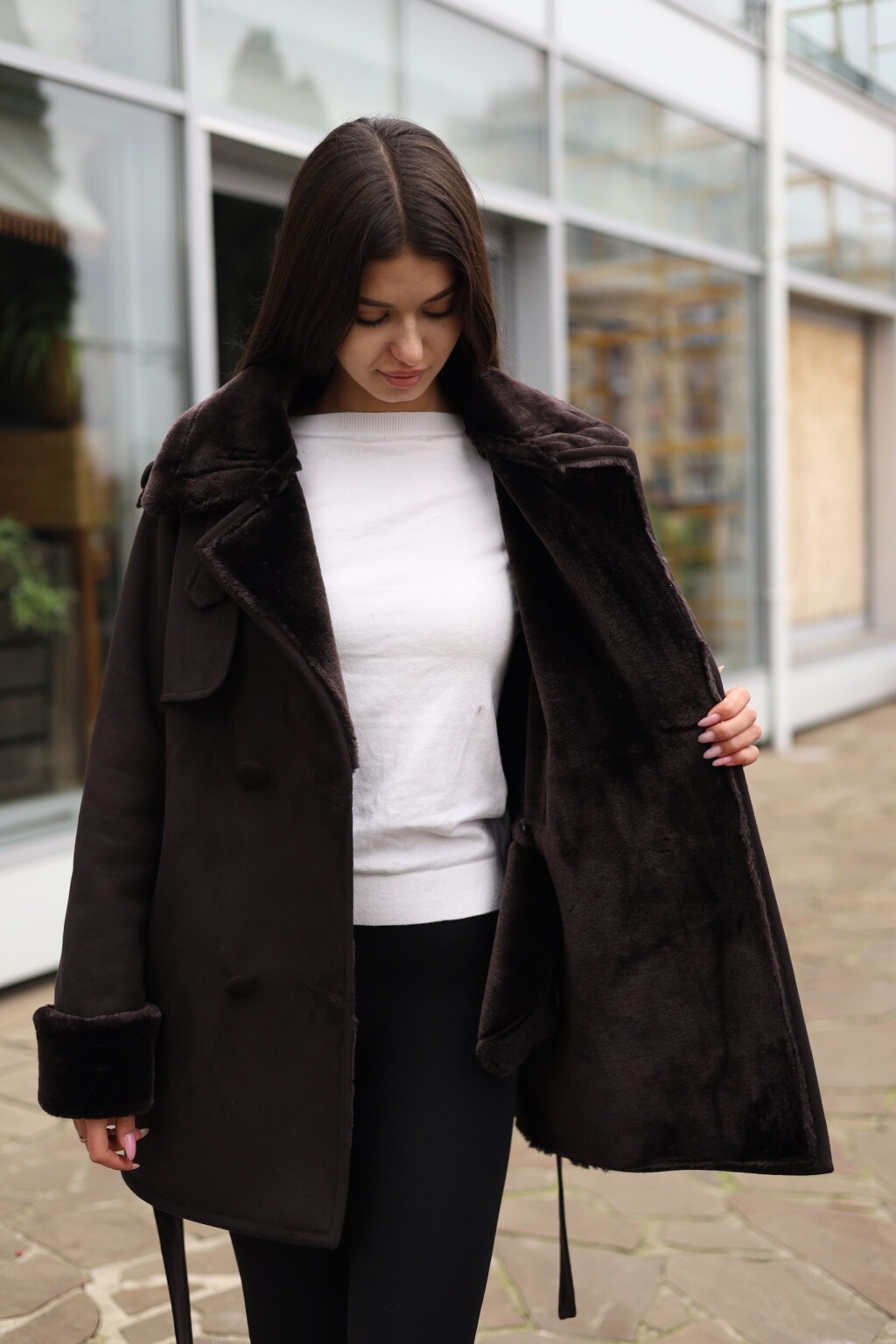 Зимняя дубленка Mila Nova Д-238ex шоколад — изображение 7