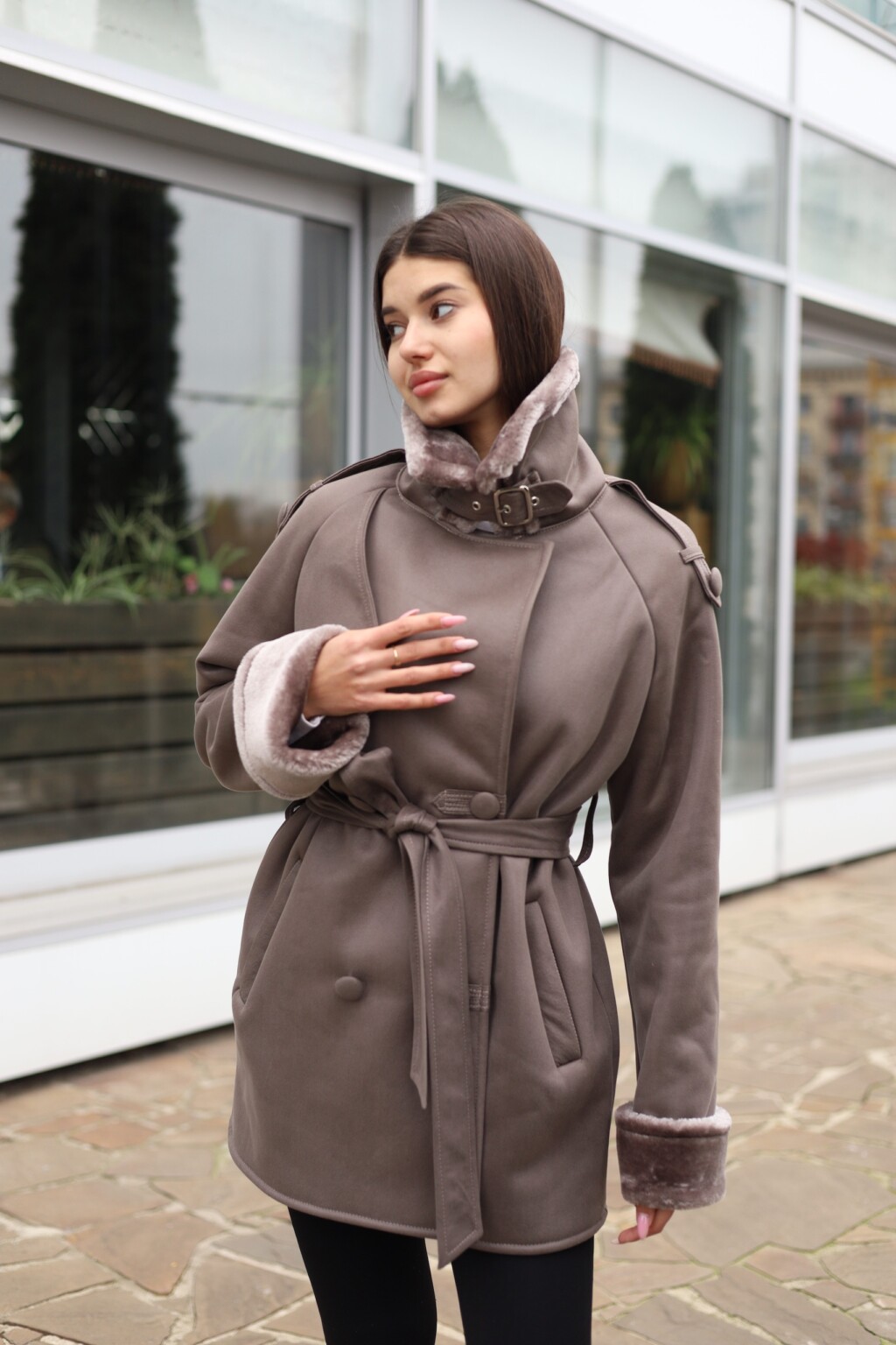 Зимняя дубленка Mila Nova Д-238ex капучино лаз — изображение 5