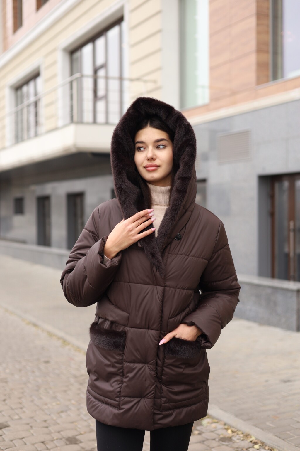 Зимняя куртка Mila Nova К-301 шоколад — изображение 4