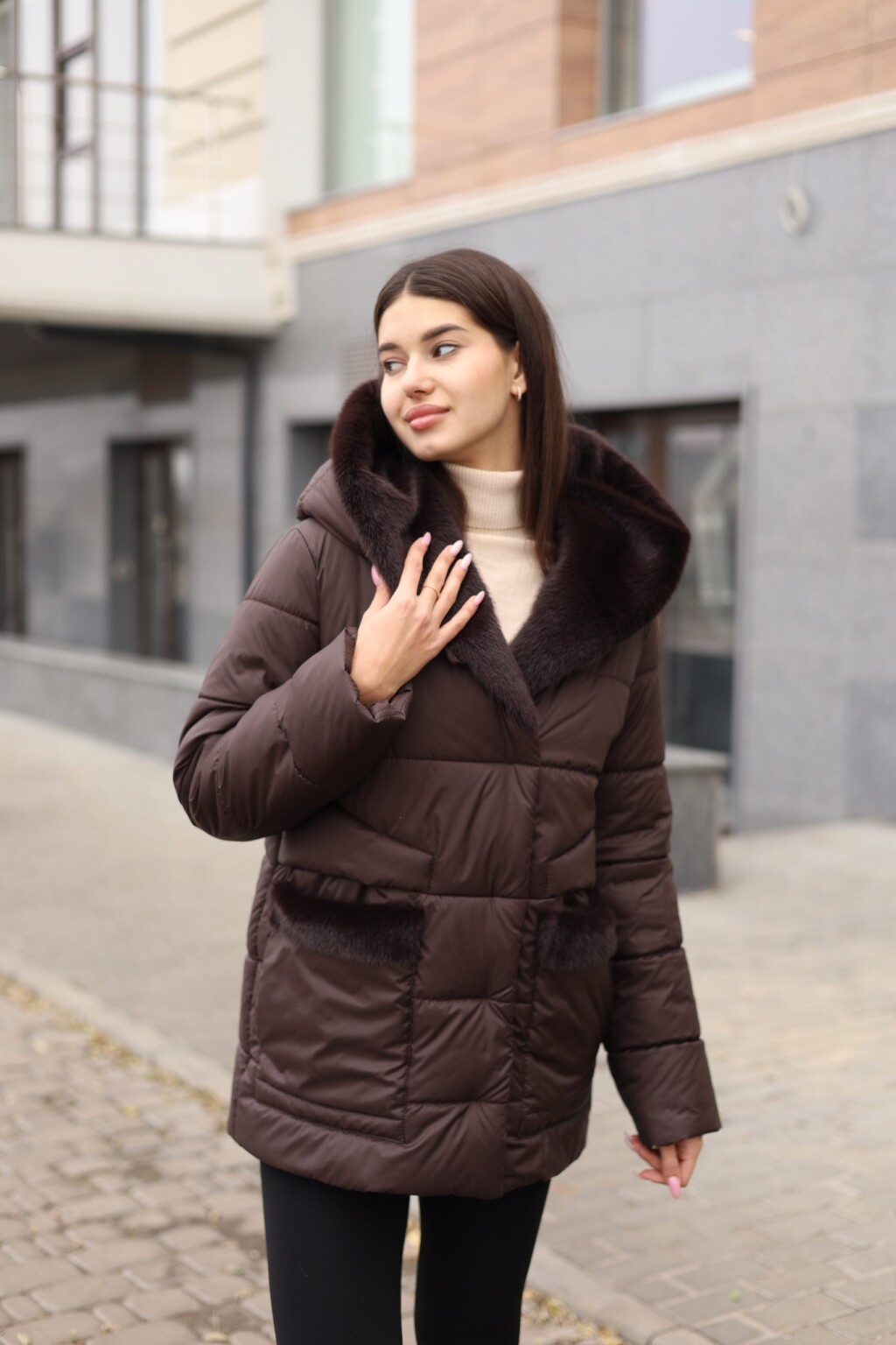 Зимняя куртка Mila Nova К-301 шоколад — изображение 5