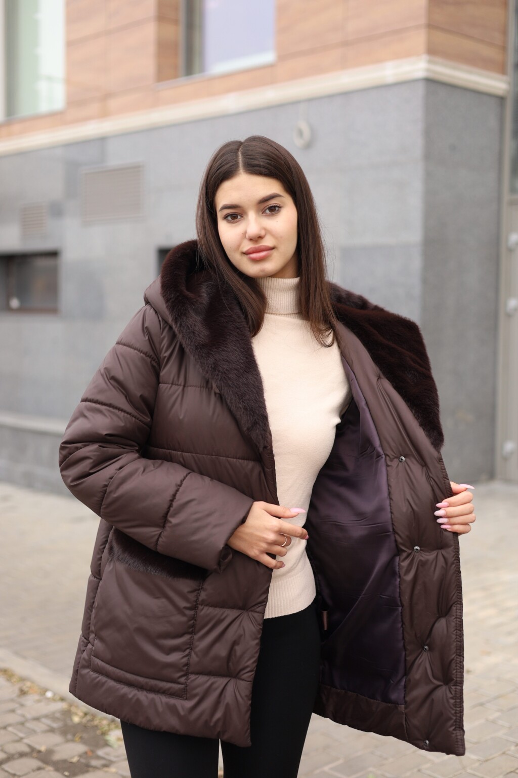 Зимняя куртка Mila Nova К-301 шоколад — изображение 6