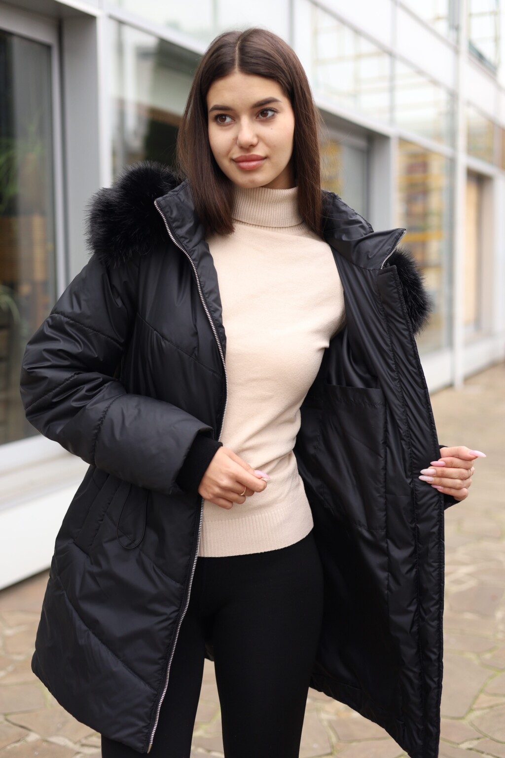 Зимняя куртка Mila Nova К-375 черный — изображение 6