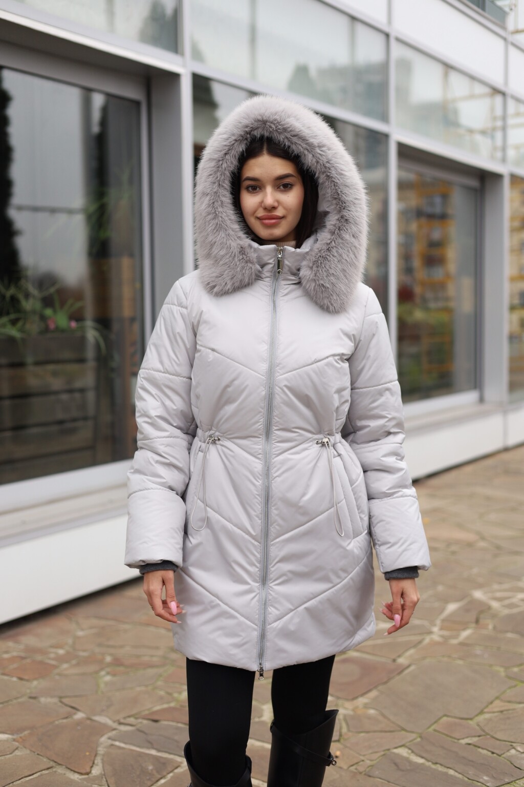 Зимняя куртка Mila Nova К-375 серый — изображение 2